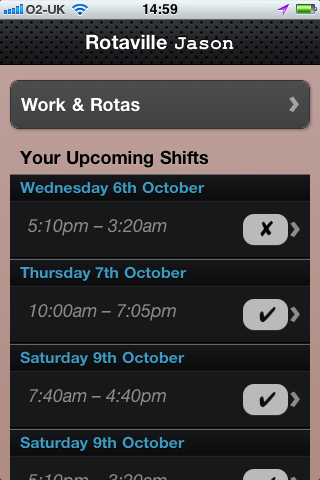 Roster Personal Schedule