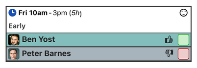 Availability shown on a shift