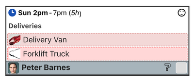 Two resources assigned to a shift