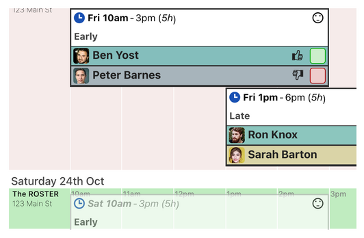 Copying a shift to another day