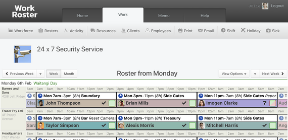 Security Guard Roster Screenshot