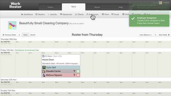 Cleaning Company Roster