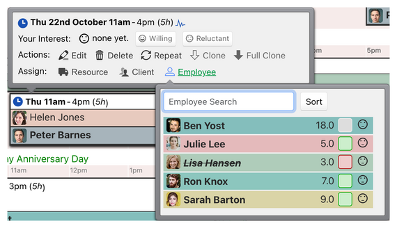 Choosing who works a shift