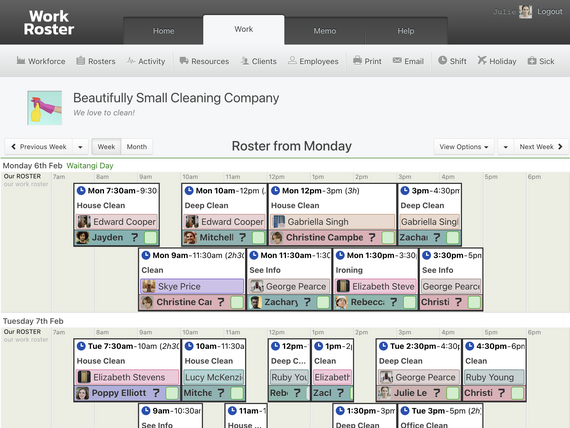 Cleaning Company Roster